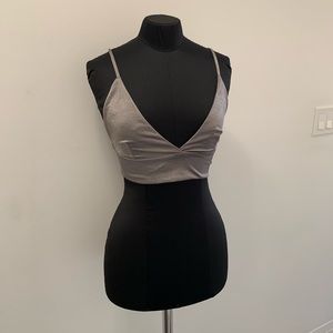 Zara metallic cropped bra top tank